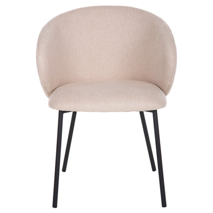 DINING CHAIR ISIAH HM9615.03 BEIGE FABRIC-BLACK METAL LEGS 56x56x76Hcm.