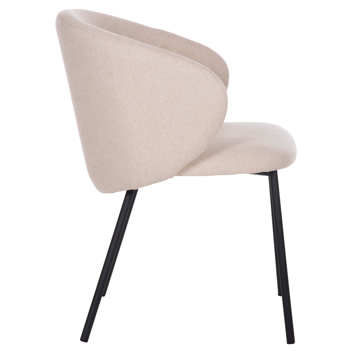 DINING CHAIR ISIAH HM9615.03 BEIGE FABRIC-BLACK METAL LEGS 56x56x76Hcm.