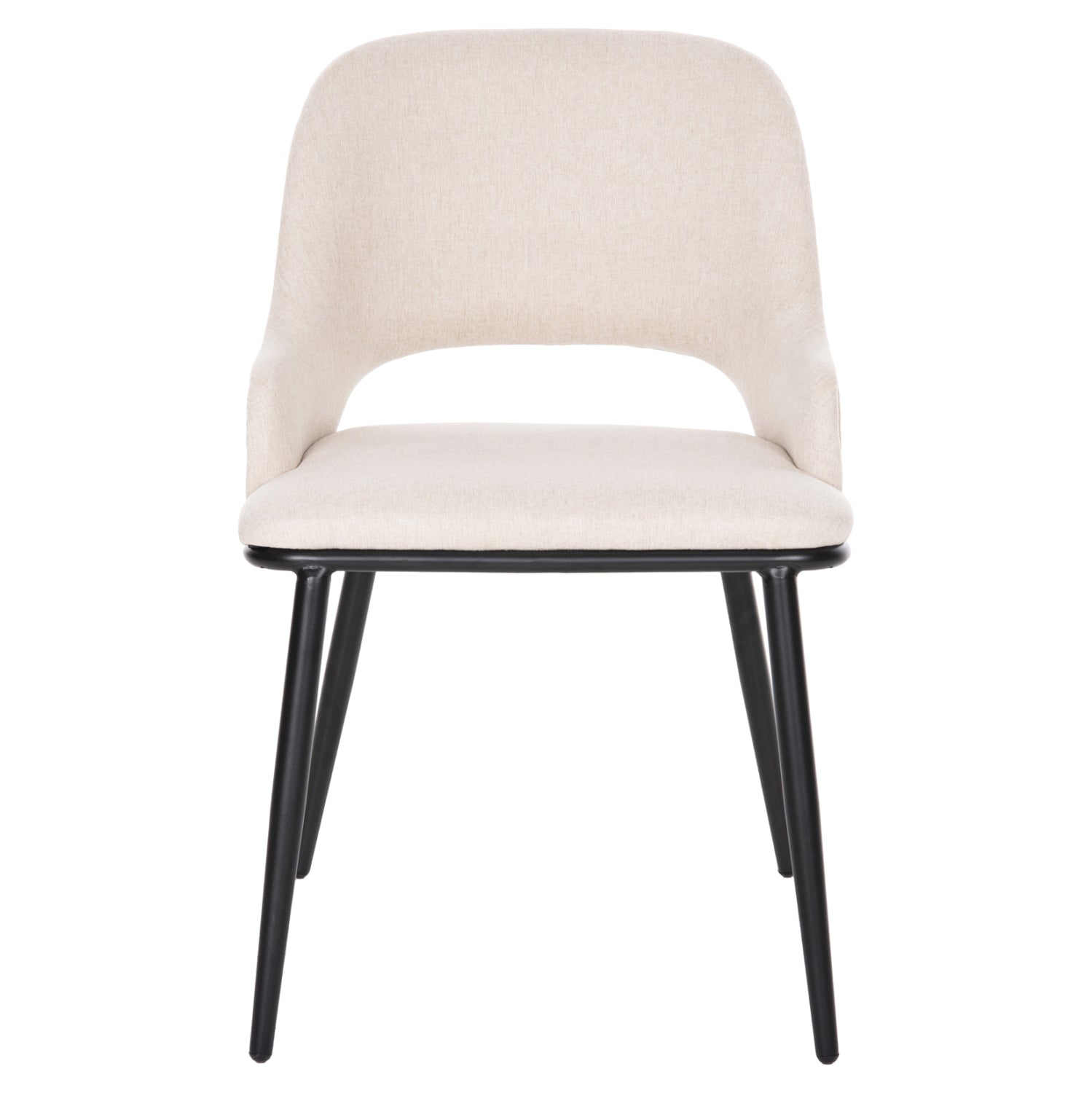 DINING CHAIR DELF HM9617.02 BEIGE FABRIC-BLACK METAL LEGS-WOODEN BACK IN OAK 48x55x76Hcm.