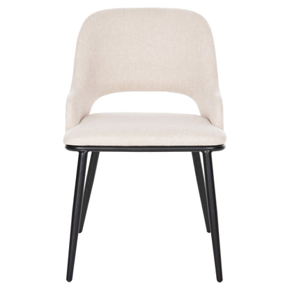 DINING CHAIR DELF HM9617.02 BEIGE FABRIC-BLACK METAL LEGS-WOODEN BACK IN OAK 48x55x76Hcm.