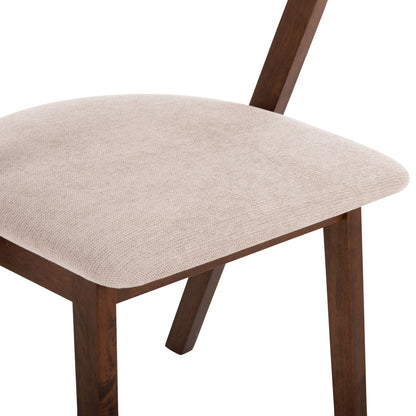 DINING CHAIR RIDER HM9734.02 RUBBERWOOD IN WALNUT COLOR-ECRU FABRIC 59x59x83Hcm.