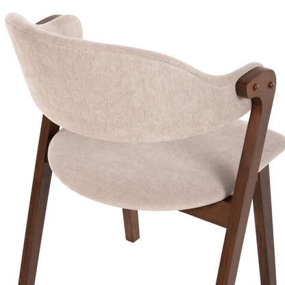 DINING CHAIR RIDER HM9734.02 RUBBERWOOD IN WALNUT COLOR-ECRU FABRIC 59x59x83Hcm.