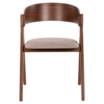 DINING CHAIR NEKKER HM9739.01 RUBBERWOOD IN WALNUT COLOR-BEIGE FABRIC SEAT 56x55x78Hcm.