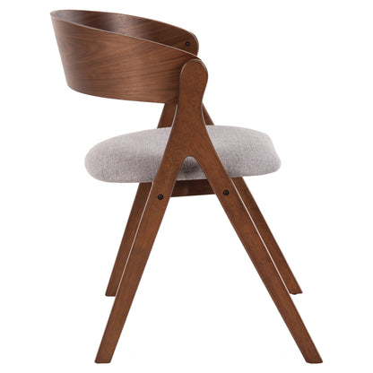 DINING CHAIR NEKKER HM9739.02 RUBBERWOOD IN WALNUT COLOR-GREY FABRIC SEAT 56x55x78Hcm.