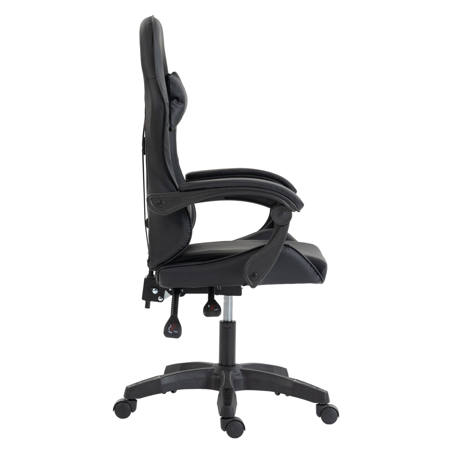 GAMING CHAIR STRATUS HM1231.01 BLACK PVC--WITH LUMBAR AND HEAD SUPPORT CUSHIONS 62x62x119Hcm.