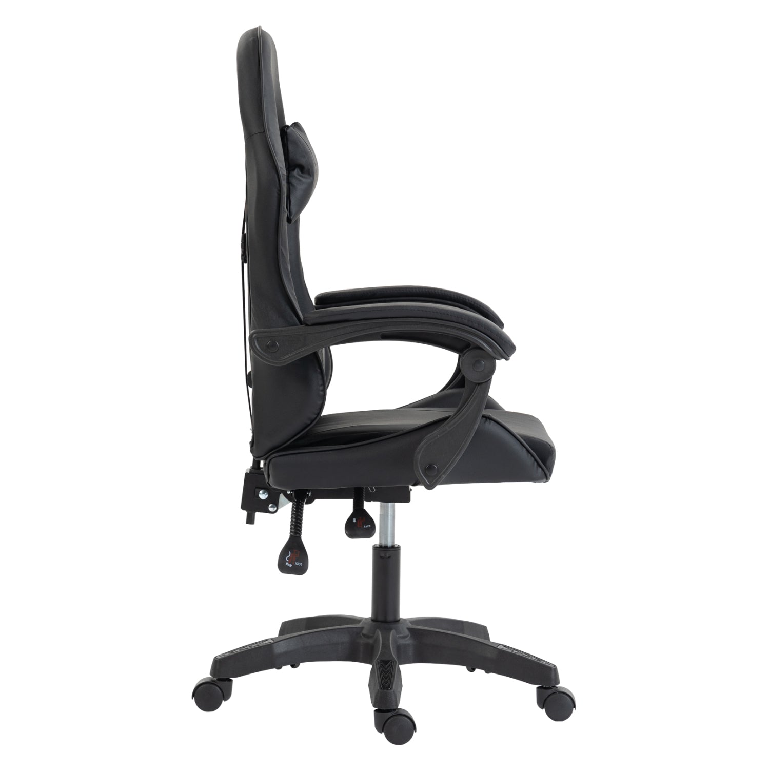GAMING CHAIR STRATUS HM1231.01 BLACK PVC--WITH LUMBAR AND HEAD SUPPORT CUSHIONS 62x62x119Hcm.