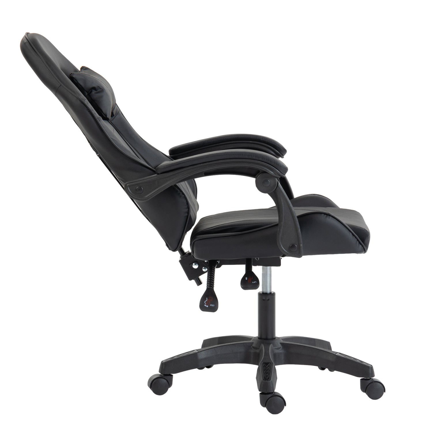 GAMING CHAIR STRATUS HM1231.01 BLACK PVC--WITH LUMBAR AND HEAD SUPPORT CUSHIONS 62x62x119Hcm.