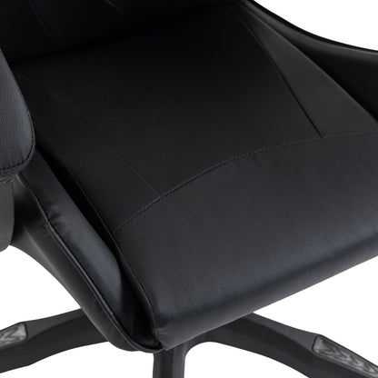 GAMING CHAIR STRATUS HM1231.01 BLACK PVC--WITH LUMBAR AND HEAD SUPPORT CUSHIONS 62x62x119Hcm.