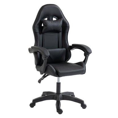 GAMING CHAIR STRATUS HM1231.01 BLACK PVC--WITH LUMBAR AND HEAD SUPPORT CUSHIONS 62x62x119Hcm.