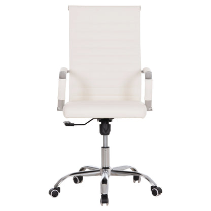 MANAGER'S OFFICE CHAIR BOSS HM1059.32 WHITE PU-CHROMED METAL FRAME AND BASE 53x57x109Hcm.