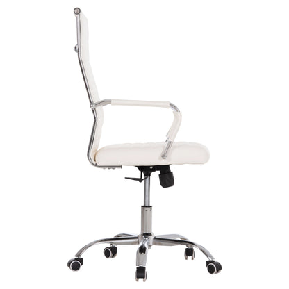 MANAGER'S OFFICE CHAIR BOSS HM1059.32 WHITE PU-CHROMED METAL FRAME AND BASE 53x57x109Hcm.