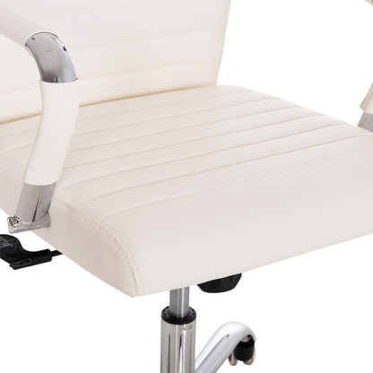 MANAGER'S OFFICE CHAIR BOSS HM1059.32 WHITE PU-CHROMED METAL FRAME AND BASE 53x57x109Hcm.