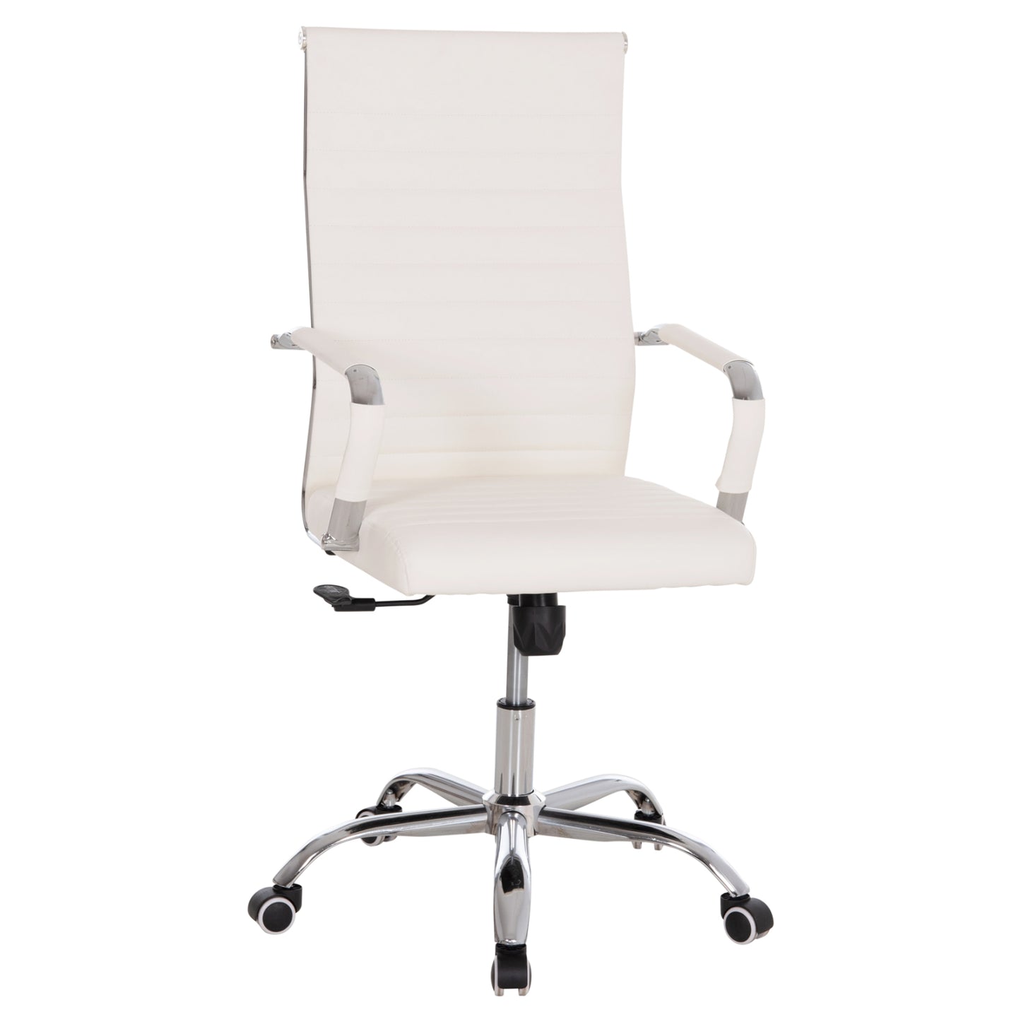 MANAGER'S OFFICE CHAIR BOSS HM1059.32 WHITE PU-CHROMED METAL FRAME AND BASE 53x57x109Hcm.
