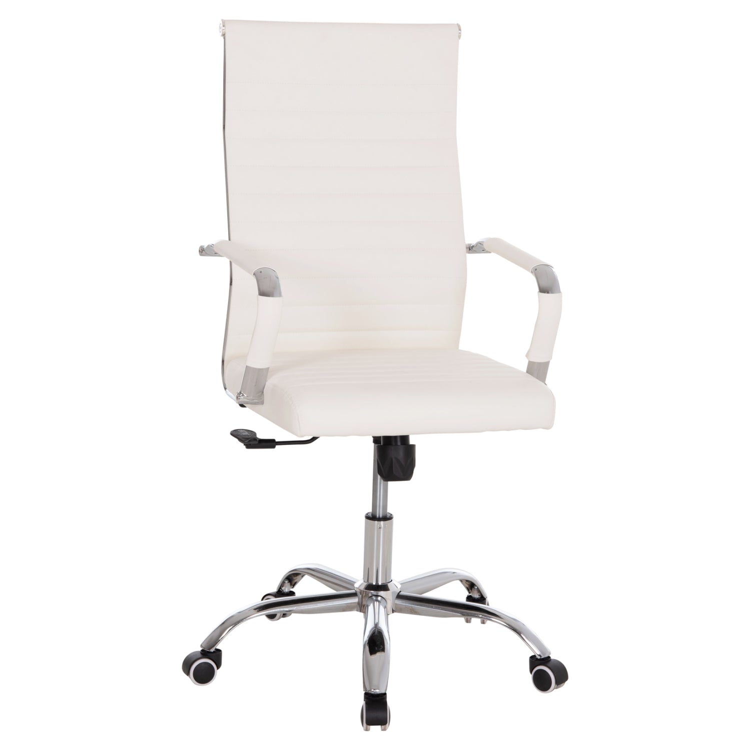 MANAGER'S OFFICE CHAIR BOSS HM1059.32 WHITE PU-CHROMED METAL FRAME AND BASE 53x57x109Hcm.