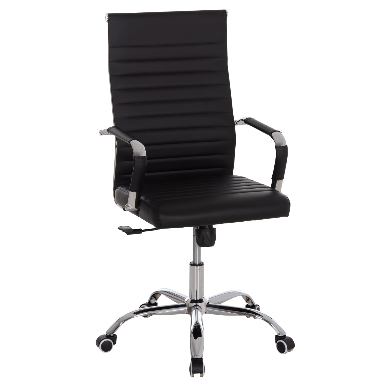 MANAGER'S OFFICE CHAIR BOSS HM1059.31 BLACK PU-CHROMED METAL FRAME AND BASE 53x57x109Hcm.