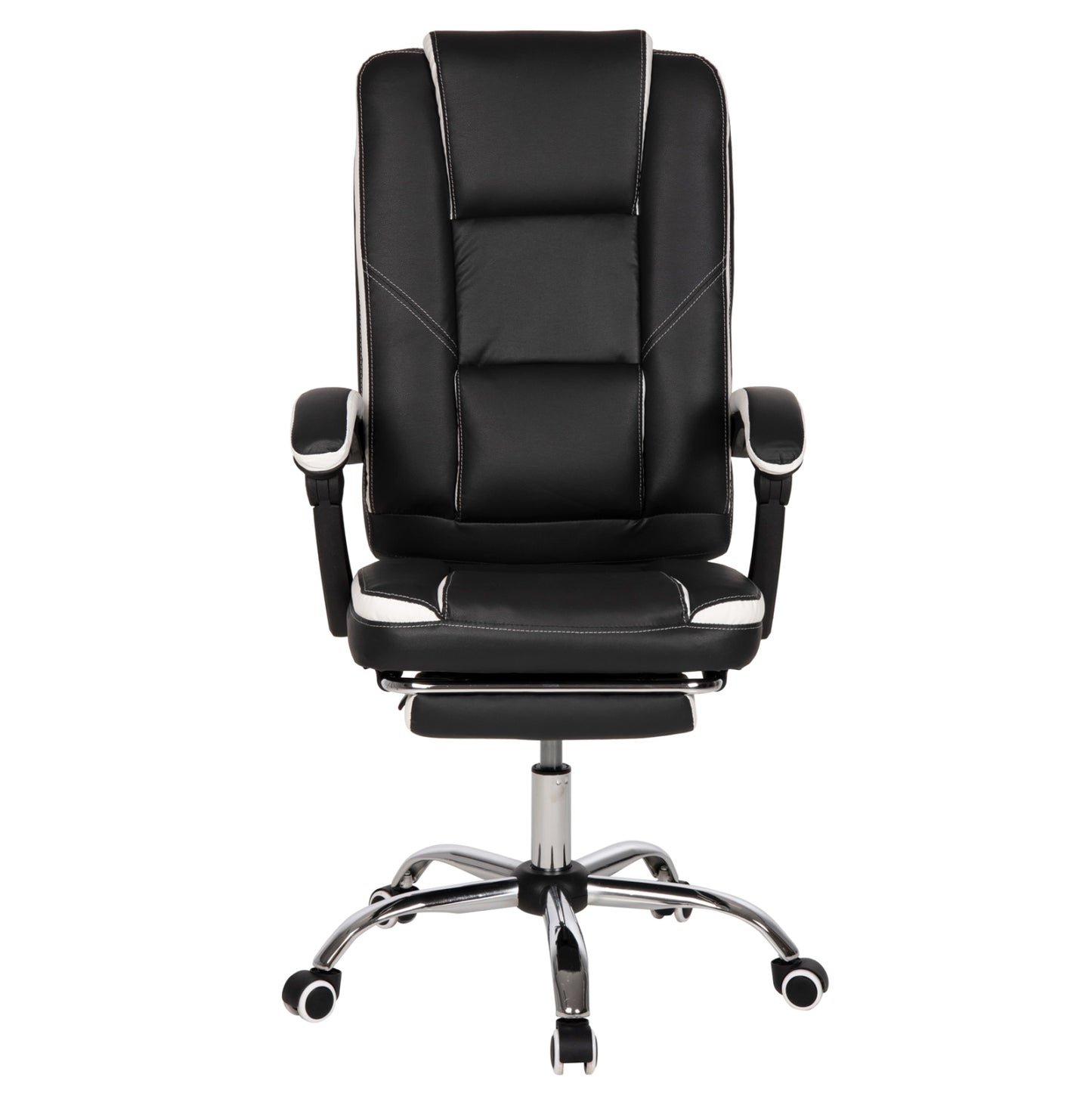 OFFICE CHAIR SEENA HM1190.02 BLACK-WHITE PU-FOLDING FOOTREST 62x65x115Hcm.