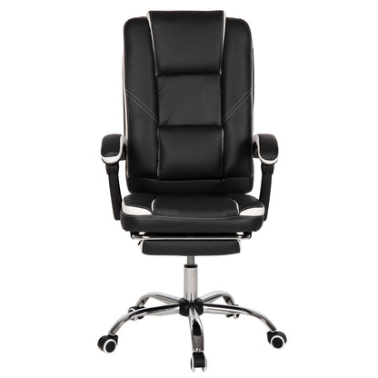 OFFICE CHAIR SEENA HM1190.02 BLACK-WHITE PU-FOLDING FOOTREST 62x65x115Hcm.