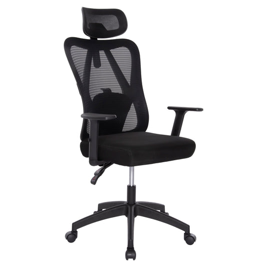 OFFICE CHAIR MEXER ΗΜ1195.01 BLACK MESH-BLACK PP BASE 68x70x136Hcm.