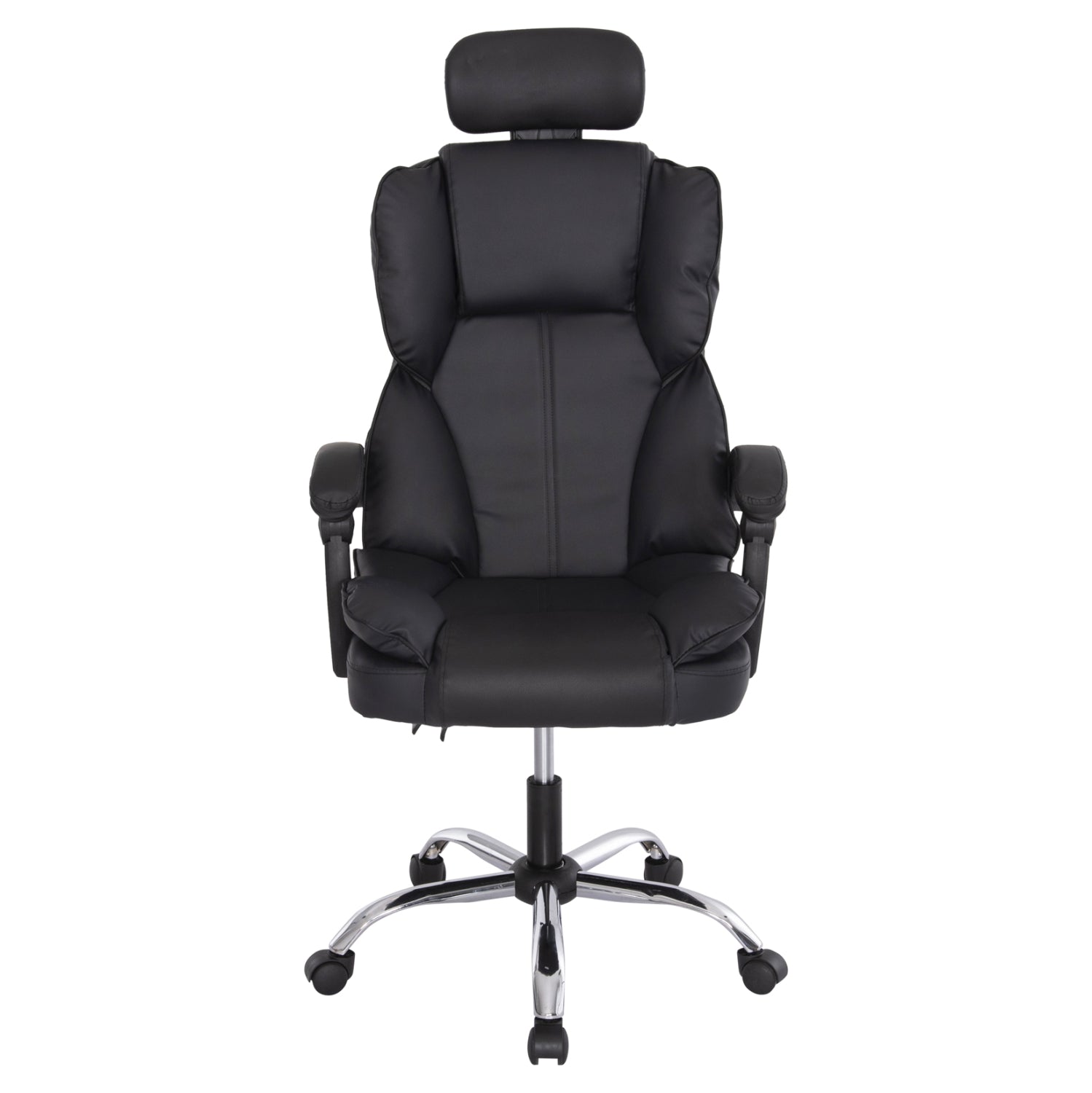 OFFICE CHAIR OCTAVIUS HM1202 BLACK PVC- CHROMED METAL BASE 63x73x129Hcm.