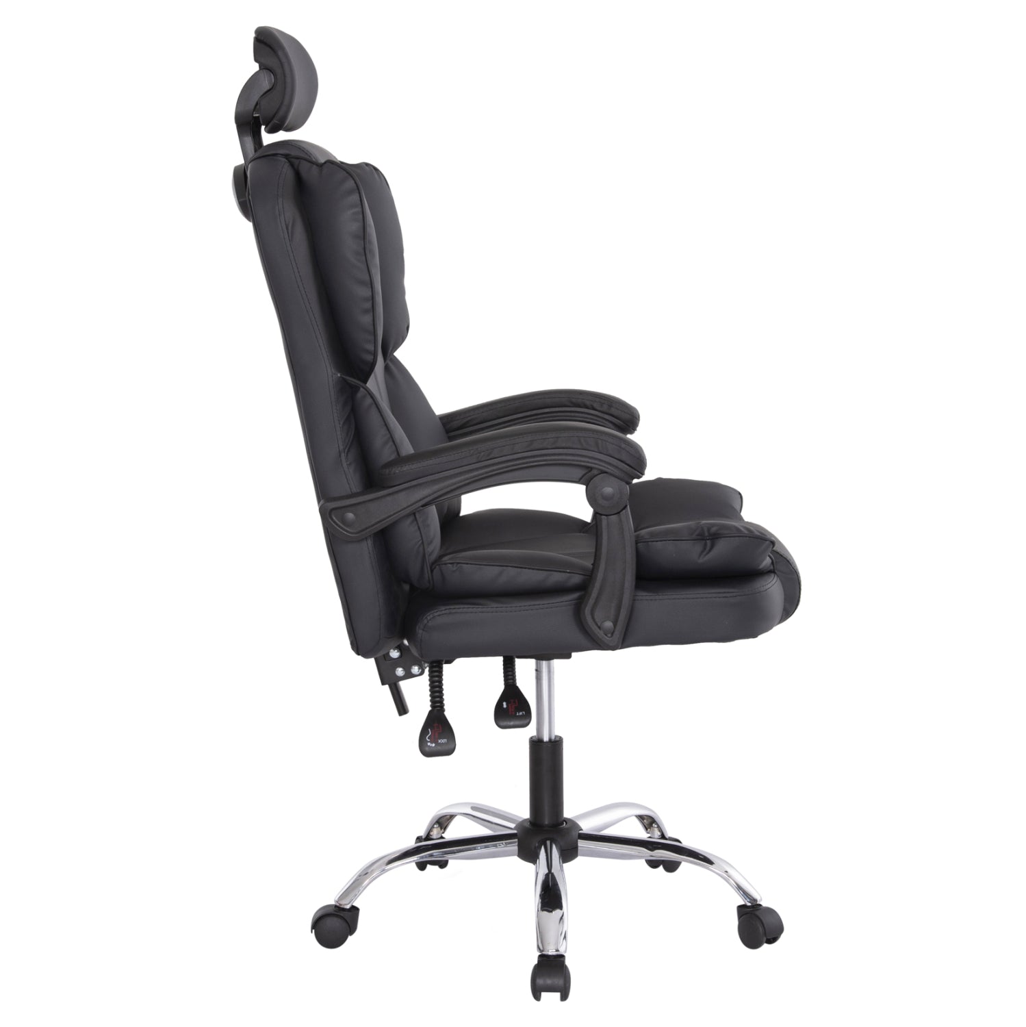 OFFICE CHAIR OCTAVIUS HM1202 BLACK PVC- CHROMED METAL BASE 63x73x129Hcm.