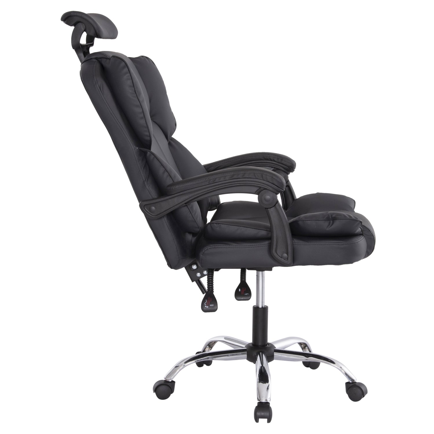 OFFICE CHAIR OCTAVIUS HM1202 BLACK PVC- CHROMED METAL BASE 63x73x129Hcm.