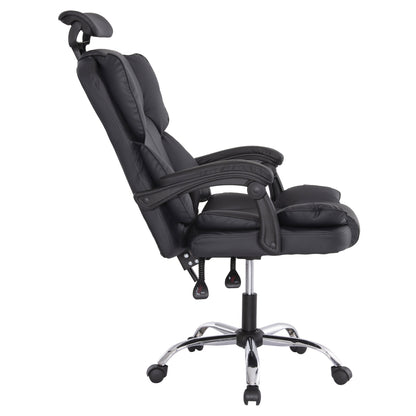 OFFICE CHAIR OCTAVIUS HM1202 BLACK PVC- CHROMED METAL BASE 63x73x129Hcm.
