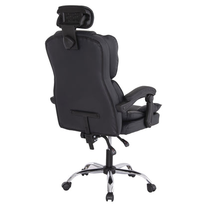 OFFICE CHAIR OCTAVIUS HM1202 BLACK PVC- CHROMED METAL BASE 63x73x129Hcm.
