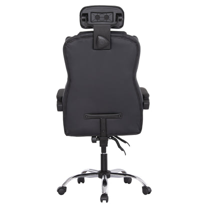 OFFICE CHAIR OCTAVIUS HM1202 BLACK PVC- CHROMED METAL BASE 63x73x129Hcm.