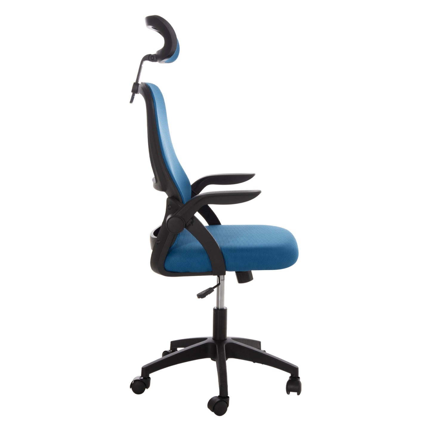 OFFICE CHAIR BLAZER HM1205.03 BLUE MESH FABRIC--BLACK ARMS 60x58x110-130Hcm.