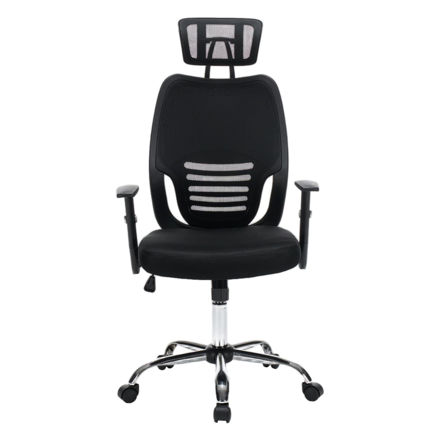OFFICE CHAIR BRIEF HM1206.01 BLACK MESH FABRIC--CHROMED BASE 63x64x122Hcm.