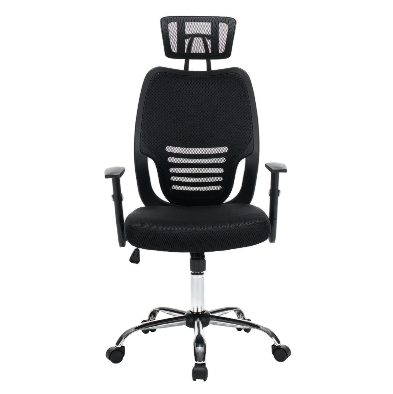 OFFICE CHAIR BRIEF HM1206.01 BLACK MESH FABRIC--CHROMED BASE 63x64x122Hcm.