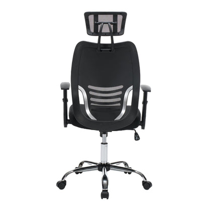 OFFICE CHAIR BRIEF HM1206.01 BLACK MESH FABRIC--CHROMED BASE 63x64x122Hcm.