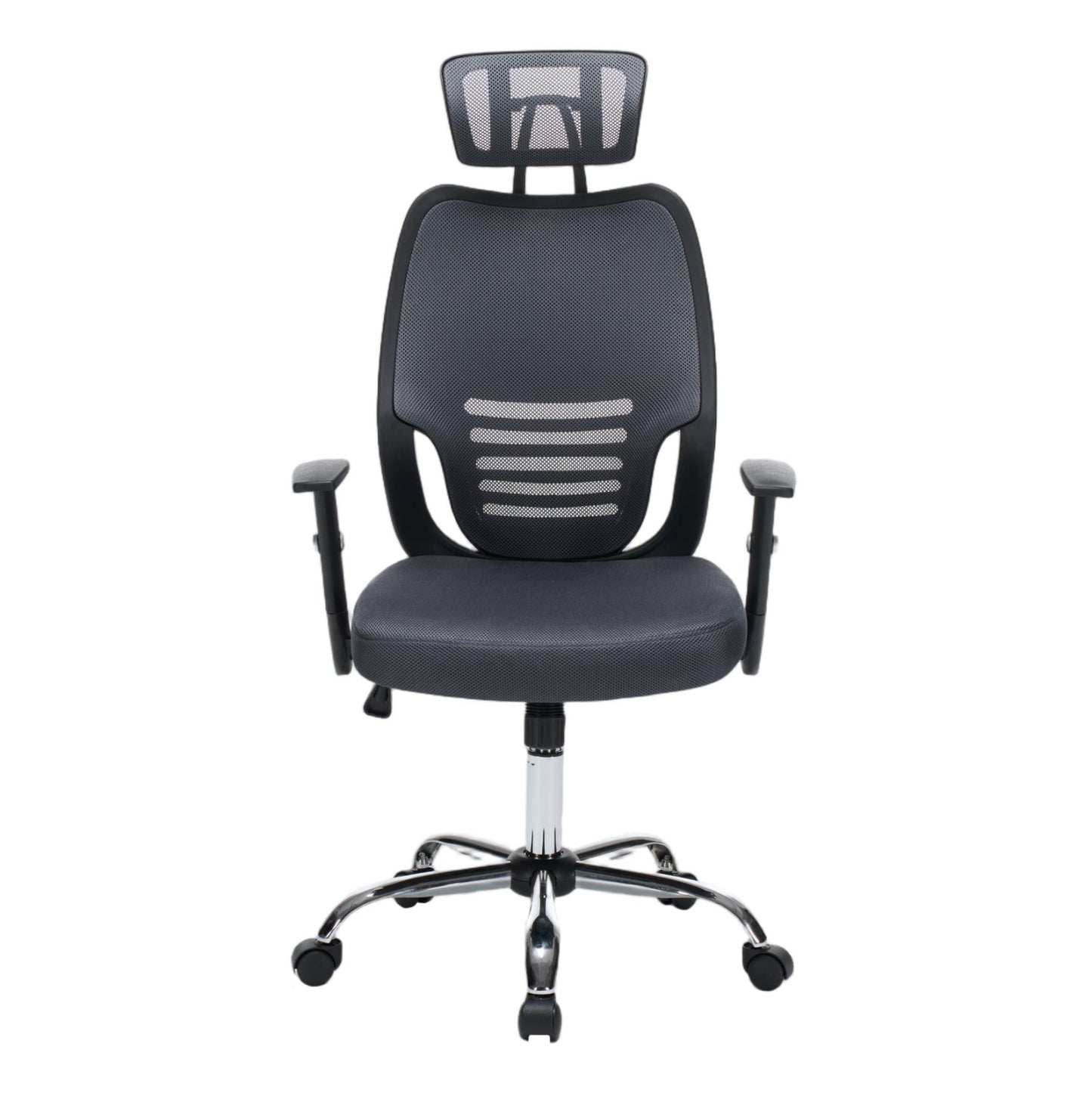 OFFICE CHAIR BRIEF HM1206.02 GREY MESH FABRIC--CHROMED BASE 63x64x122Hcm.