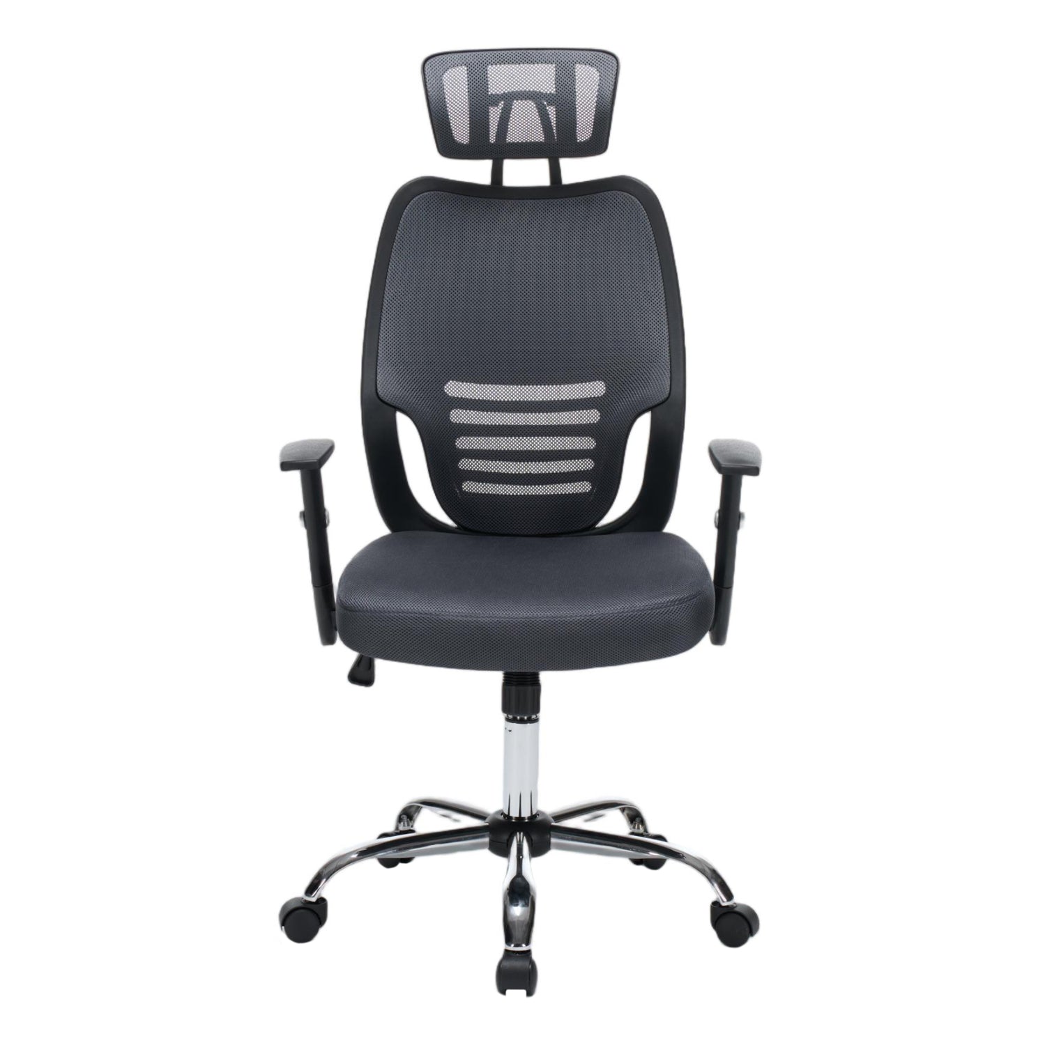 OFFICE CHAIR BRIEF HM1206.02 GREY MESH FABRIC--CHROMED BASE 63x64x122Hcm.