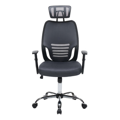 OFFICE CHAIR BRIEF HM1206.02 GREY MESH FABRIC--CHROMED BASE 63x64x122Hcm.