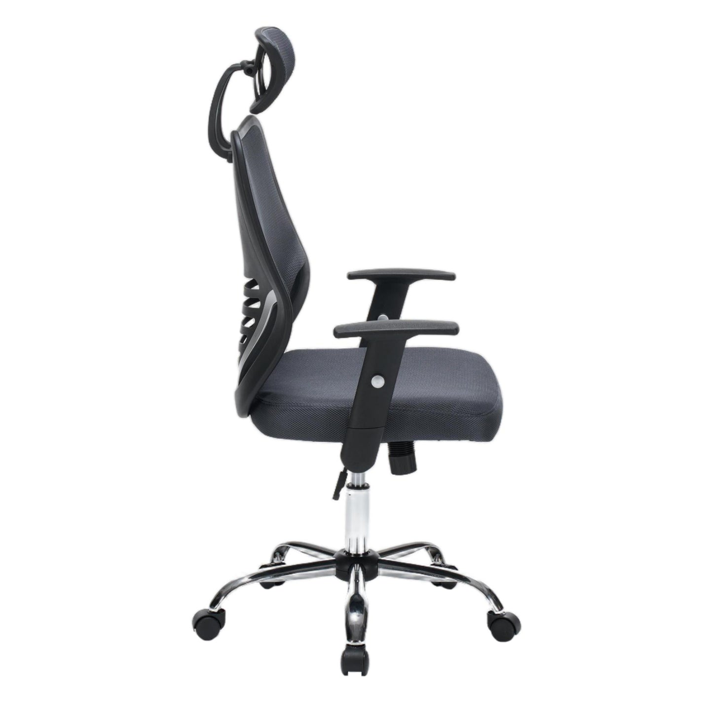 OFFICE CHAIR BRIEF HM1206.02 GREY MESH FABRIC--CHROMED BASE 63x64x122Hcm.
