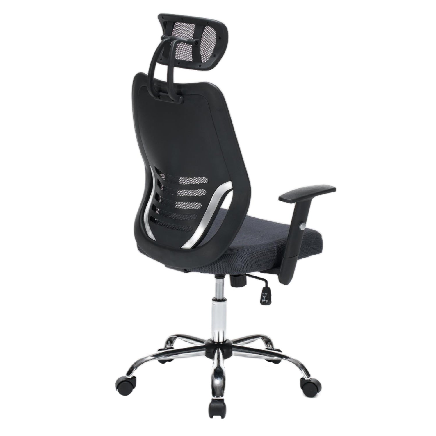 OFFICE CHAIR BRIEF HM1206.02 GREY MESH FABRIC--CHROMED BASE 63x64x122Hcm.