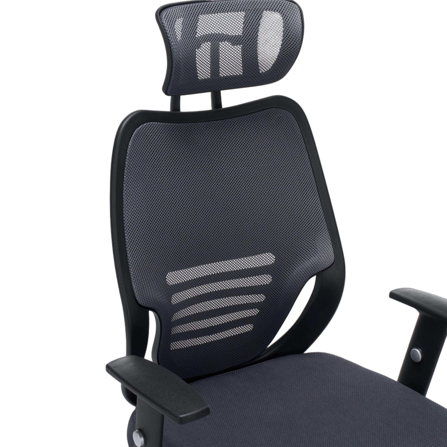 OFFICE CHAIR BRIEF HM1206.02 GREY MESH FABRIC--CHROMED BASE 63x64x122Hcm.