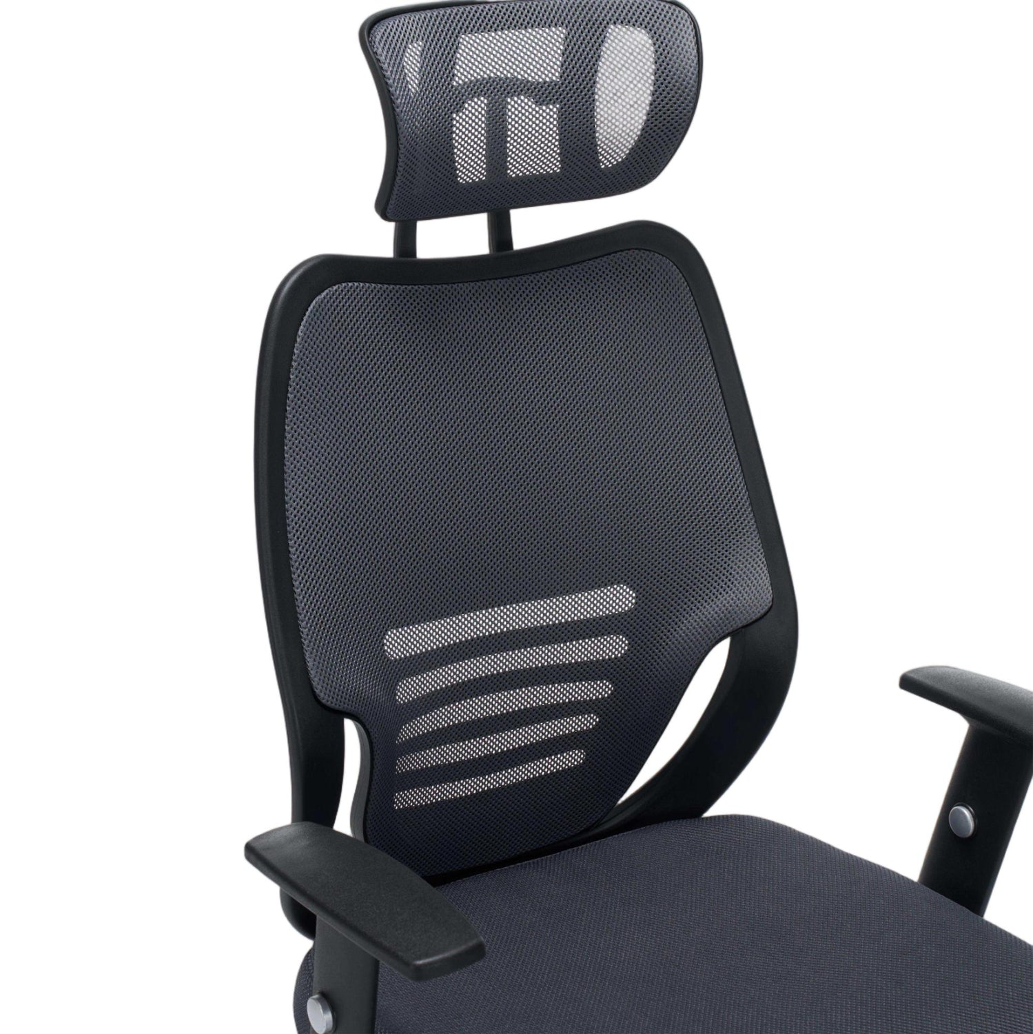 OFFICE CHAIR BRIEF HM1206.02 GREY MESH FABRIC--CHROMED BASE 63x64x122Hcm.