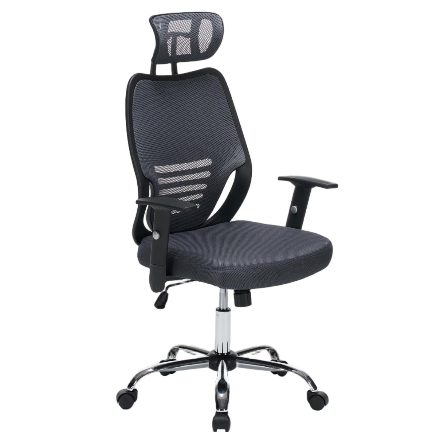 OFFICE CHAIR BRIEF HM1206.02 GREY MESH FABRIC--CHROMED BASE 63x64x122Hcm.