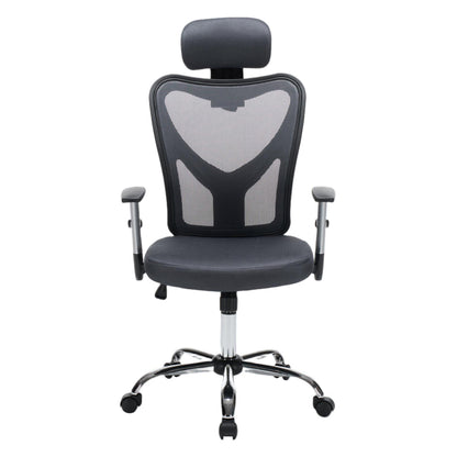 OFFICE CHAIR CUORE HM1207.02 GREY MESH FABRIC-BLACK FRAME--CHROMED BASE 63x61x125Hcm.