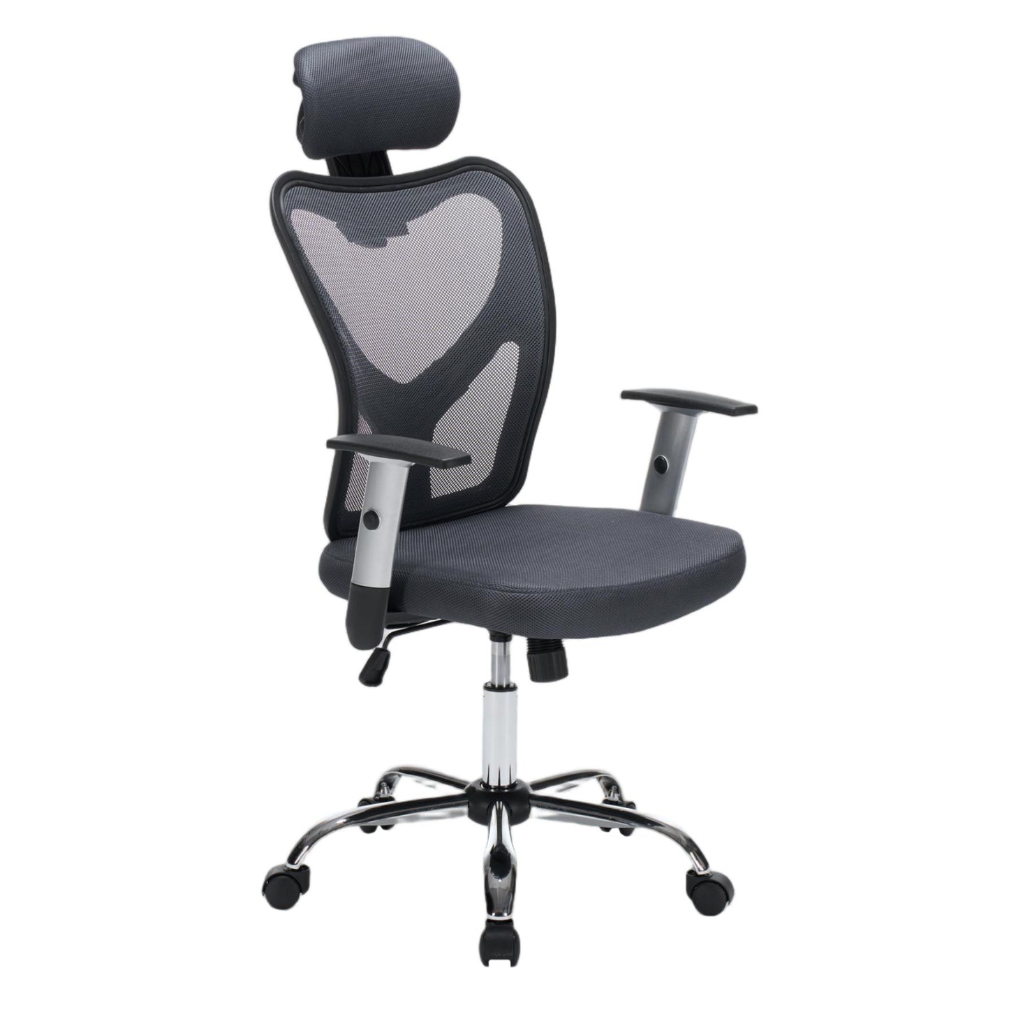 OFFICE CHAIR CUORE HM1207.02 GREY MESH FABRIC-BLACK FRAME--CHROMED BASE 63x61x125Hcm.