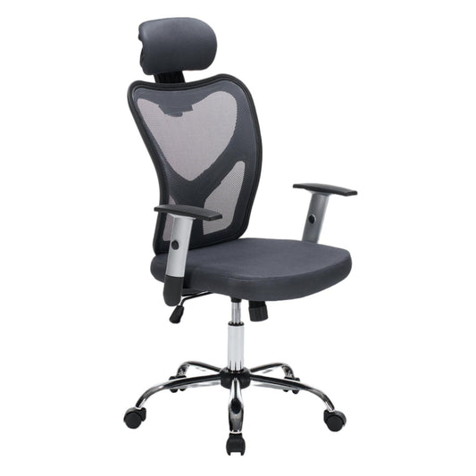 OFFICE CHAIR CUORE HM1207.02 GREY MESH FABRIC-BLACK FRAME--CHROMED BASE 63x61x125Hcm.