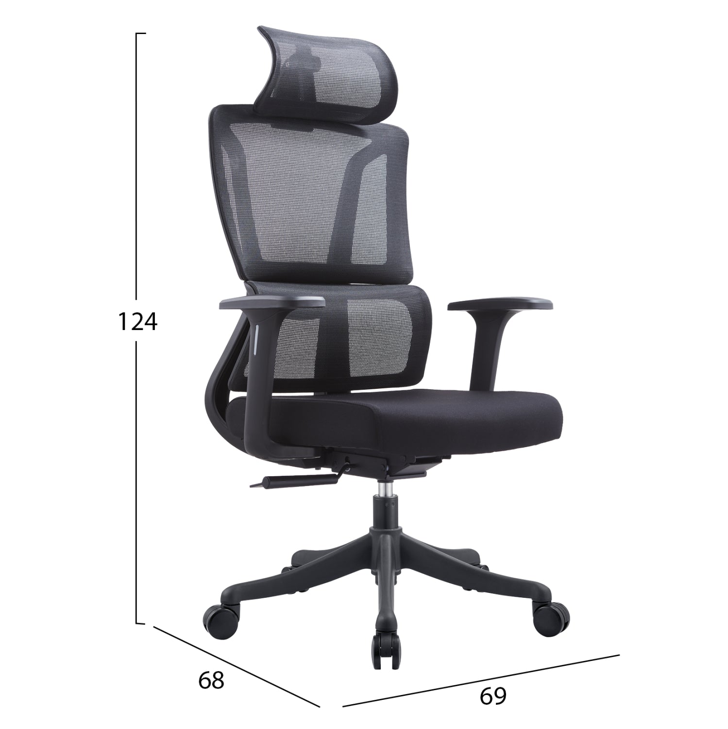 OFFICE CHAIR NOVUS HM1214.01 BLACK MESH FABRIC--BLACK BASE 72x67x125Hcm.