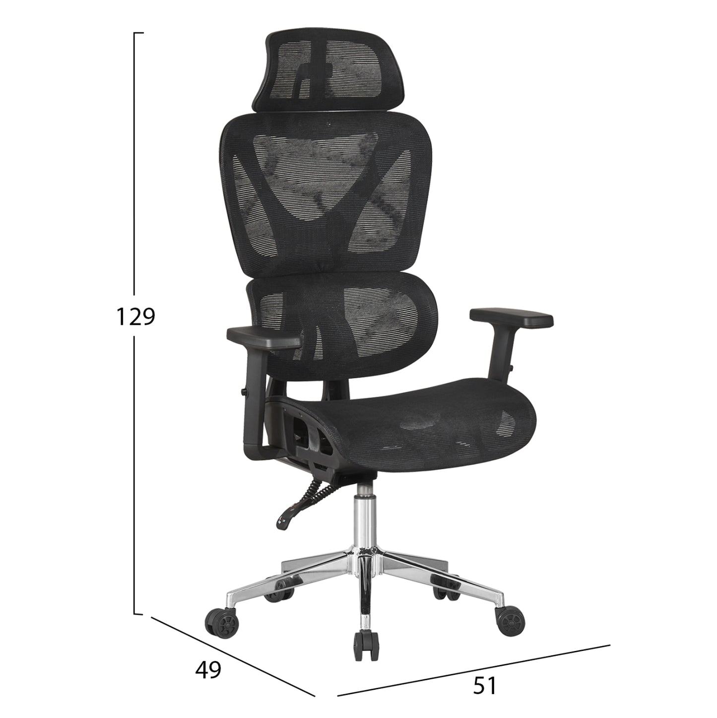 OFFICE CHAIR NOVAR HM1217.01 BLACK MESH FABRIC--CHROME BASE 51x49x129Hcm.
