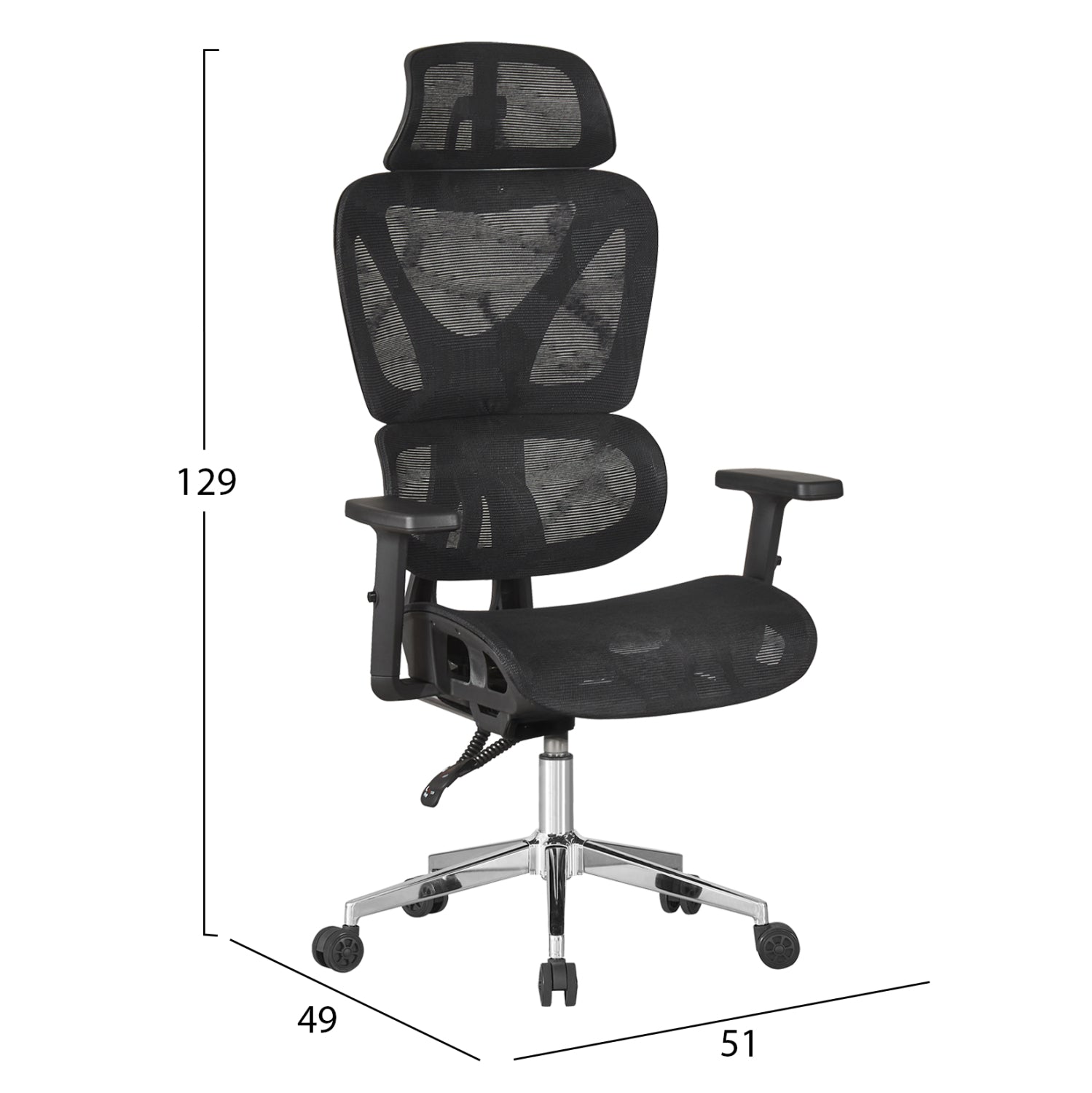 OFFICE CHAIR NOVAR HM1217.01 BLACK MESH FABRIC--CHROME BASE 51x49x129Hcm.