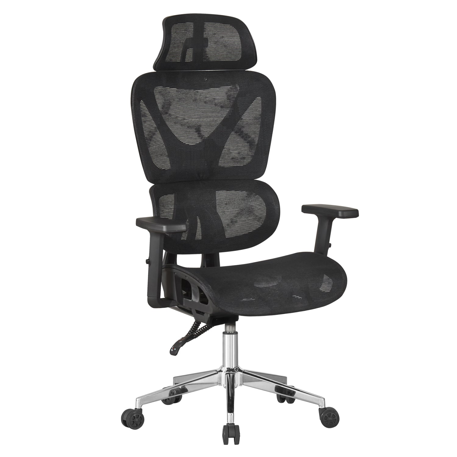 OFFICE CHAIR NOVAR HM1217.01 BLACK MESH FABRIC--CHROME BASE 51x49x129Hcm.