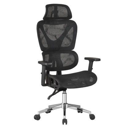 OFFICE CHAIR NOVAR HM1217.01 BLACK MESH FABRIC--CHROME BASE 51x49x129Hcm.