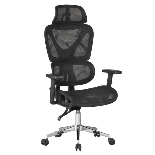 OFFICE CHAIR NOVAR HM1217.01 BLACK MESH FABRIC--CHROME BASE 51x49x129Hcm.