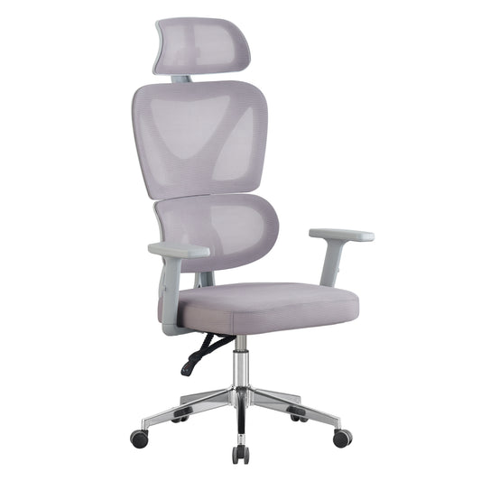 OFFICE CHAIR NOVAR HM1218.02 WHITE PP--LIGHT GREY MESH--CHROME BASE 51x49x129Hcm.